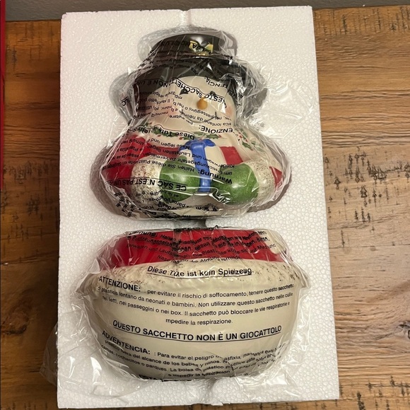 LENOX AMERICAN BY DESIGN HOLIDAY SNOWMAN 9" COOKIE JAR NIB - Picture 3 of 13